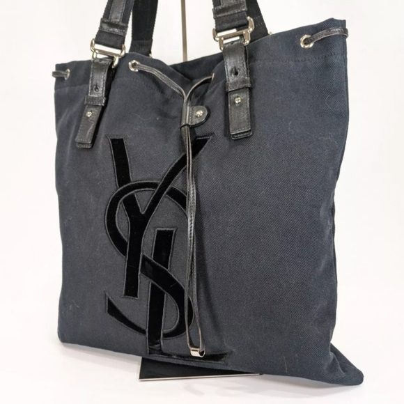 YSL 🔥 Rare 🔥 Rive Gauche Kahala Canvas and Leather Tote Bag! - Picture 3 of 10